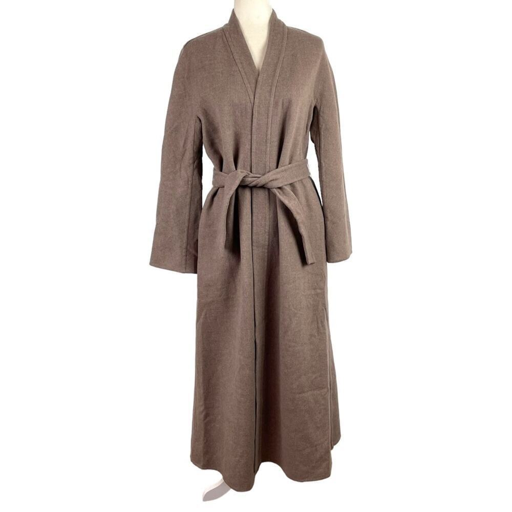 Mondi Pure New Wool Belted Longline Duster Cardigan Beige German Size 34 USA 2